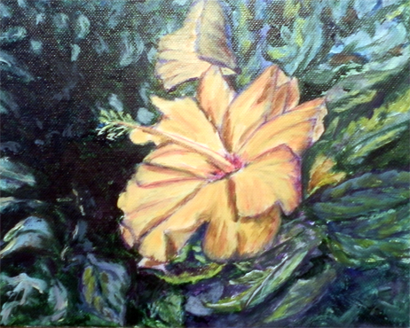 Hibiscus in acrylics painting