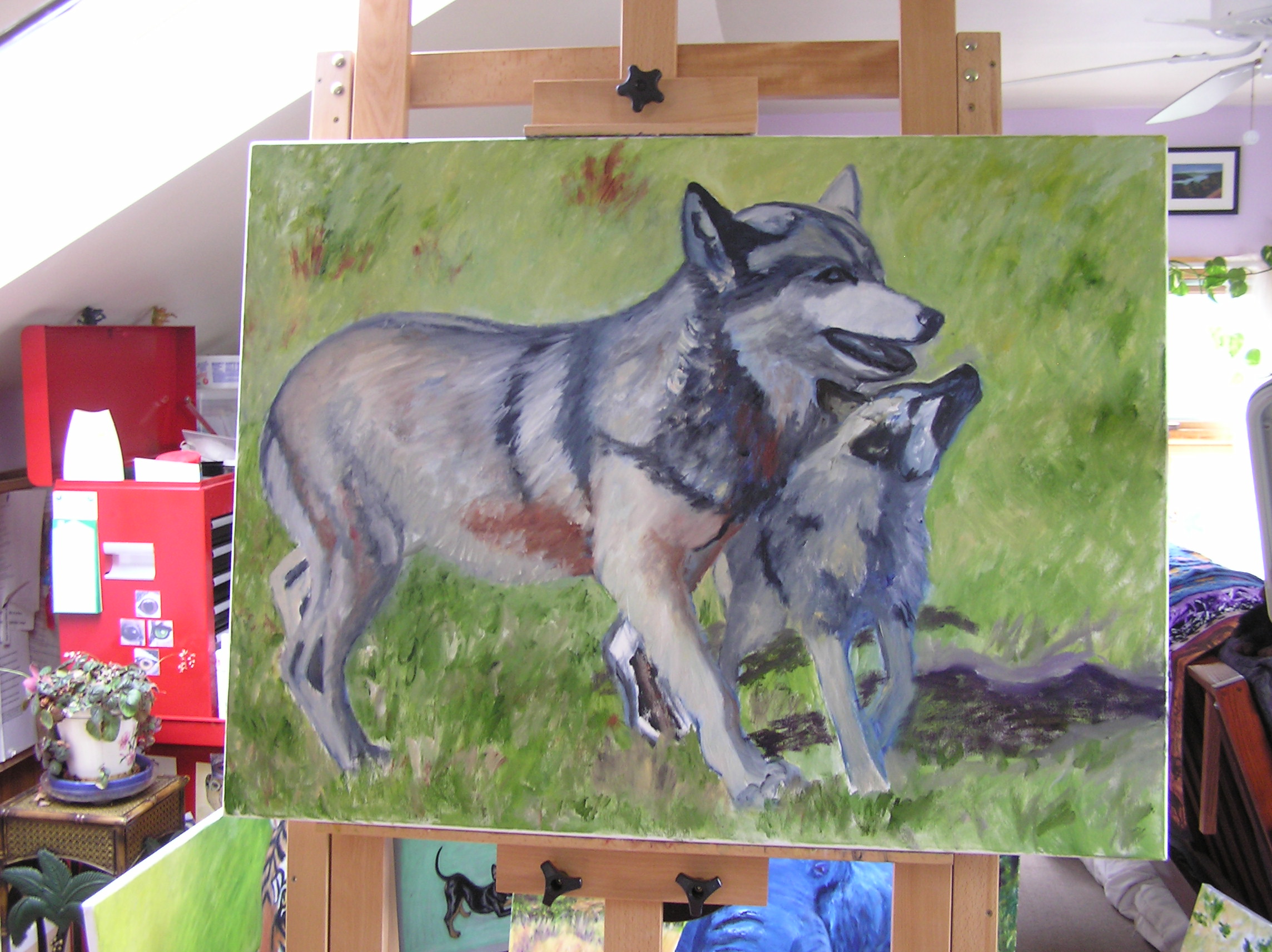 Wolf and Pup Wolf and Pup painting by artist DJ Geribo