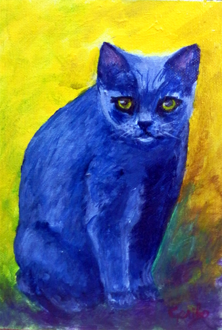 Smokey the cat acrylic painting