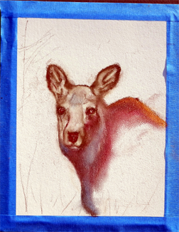 moose painting in progress by artist DJ Geribo
