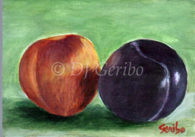 peach plum original painting by artist dj geribo web